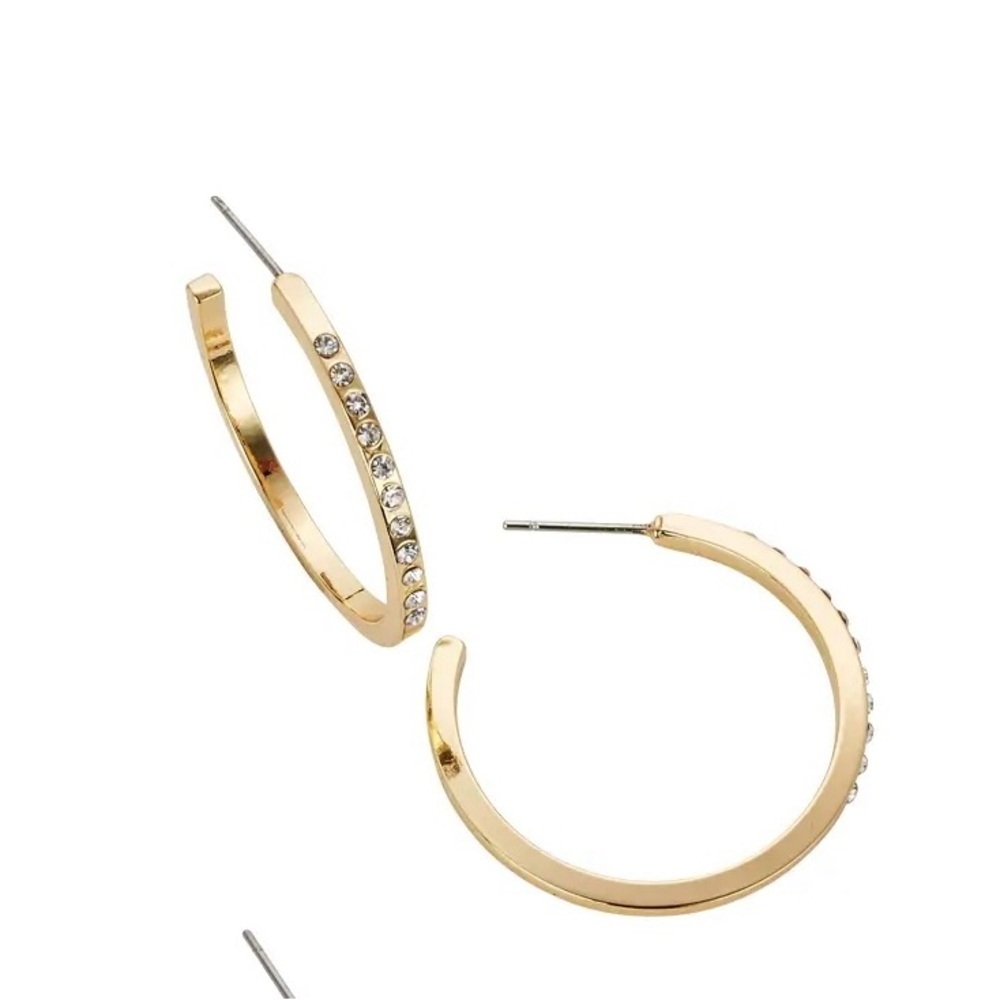 Park Lane Glo Earrings | New | Crystal-Embellished Gold Hoop Earrings